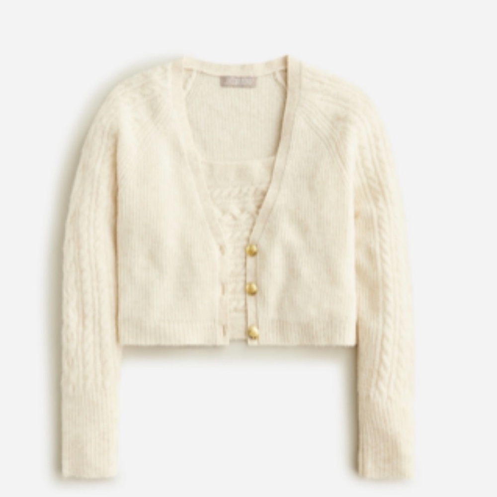 J. Crew Supersoft Cable Knit Cropped Sweater Tank Set Size Large